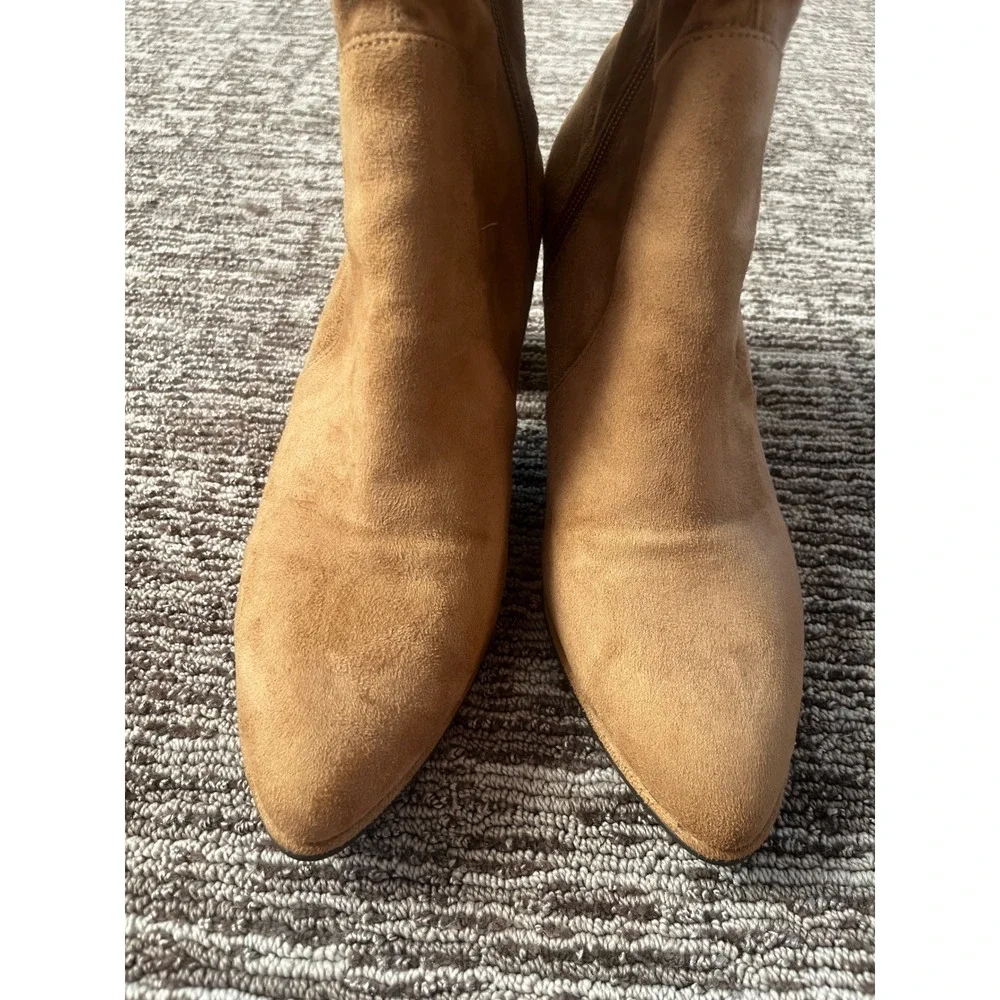 Marc Fisher Luley Tan Faux Suede Over The Knee Block Heel Boots 8M MFLULEY
